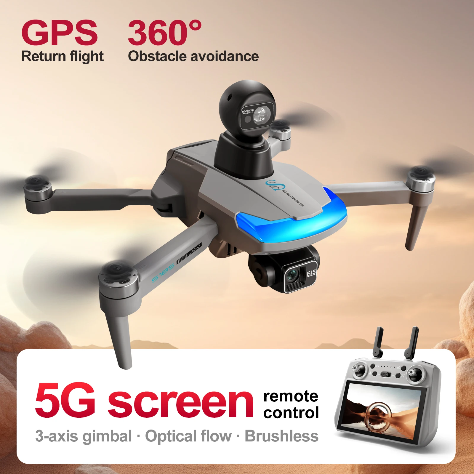 S185 Professional Drone 2.7K H - Drone Gimbal 3 Axis recension och pris