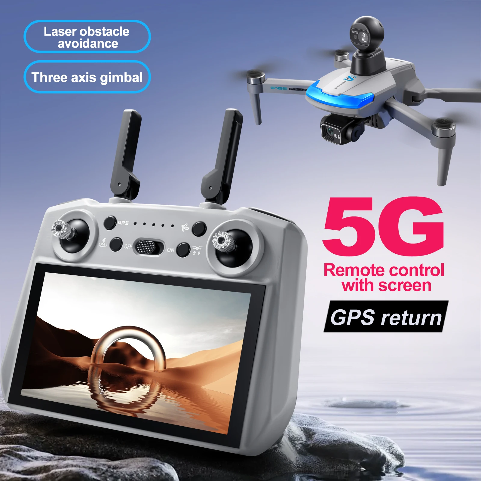 S185 Professional Drone 2.7K H - Drone Gimbal 3 Axis recension och pris